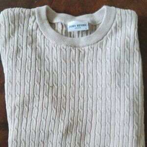 John Henric Mens Crewneck Cableknit Sweater